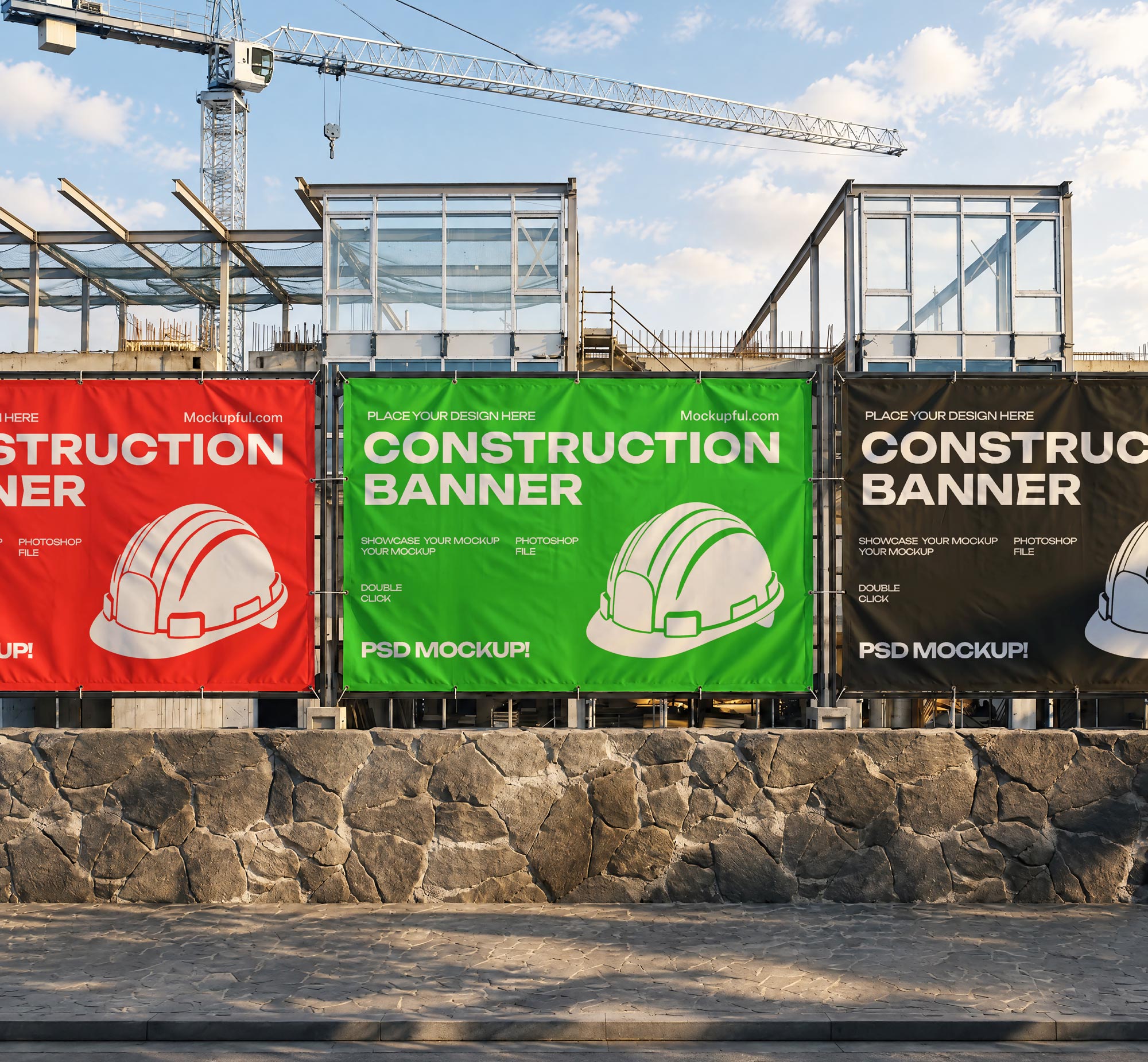 Free Construction Banner Mockup
