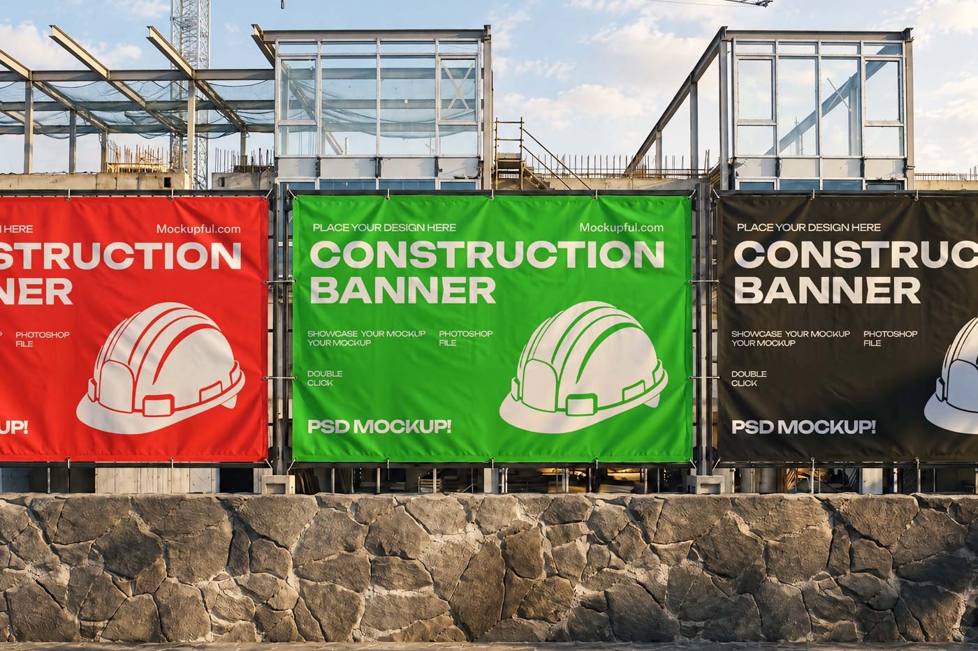 Free Construction Banner Mockup