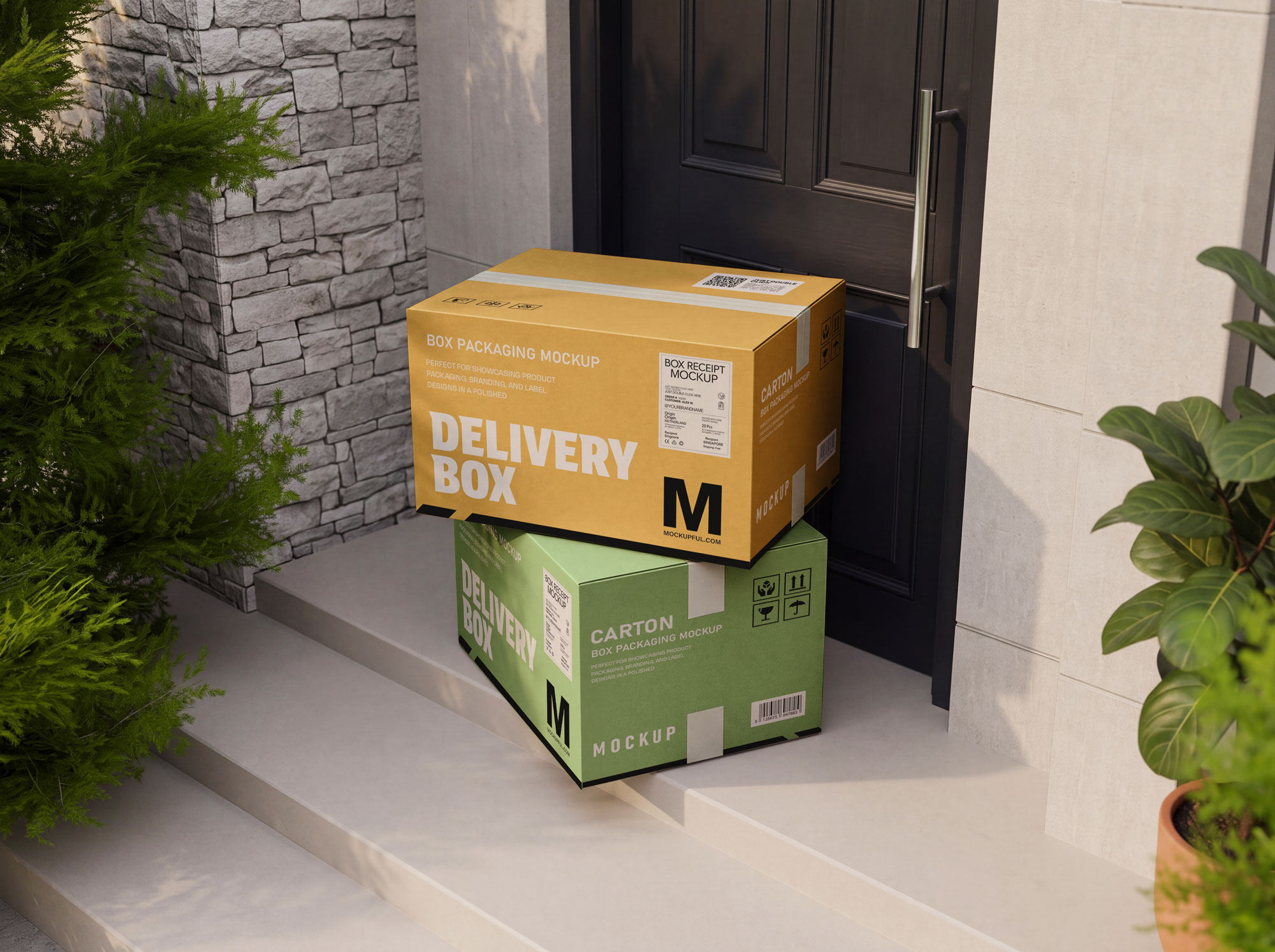 Free Delivery Box Mockup