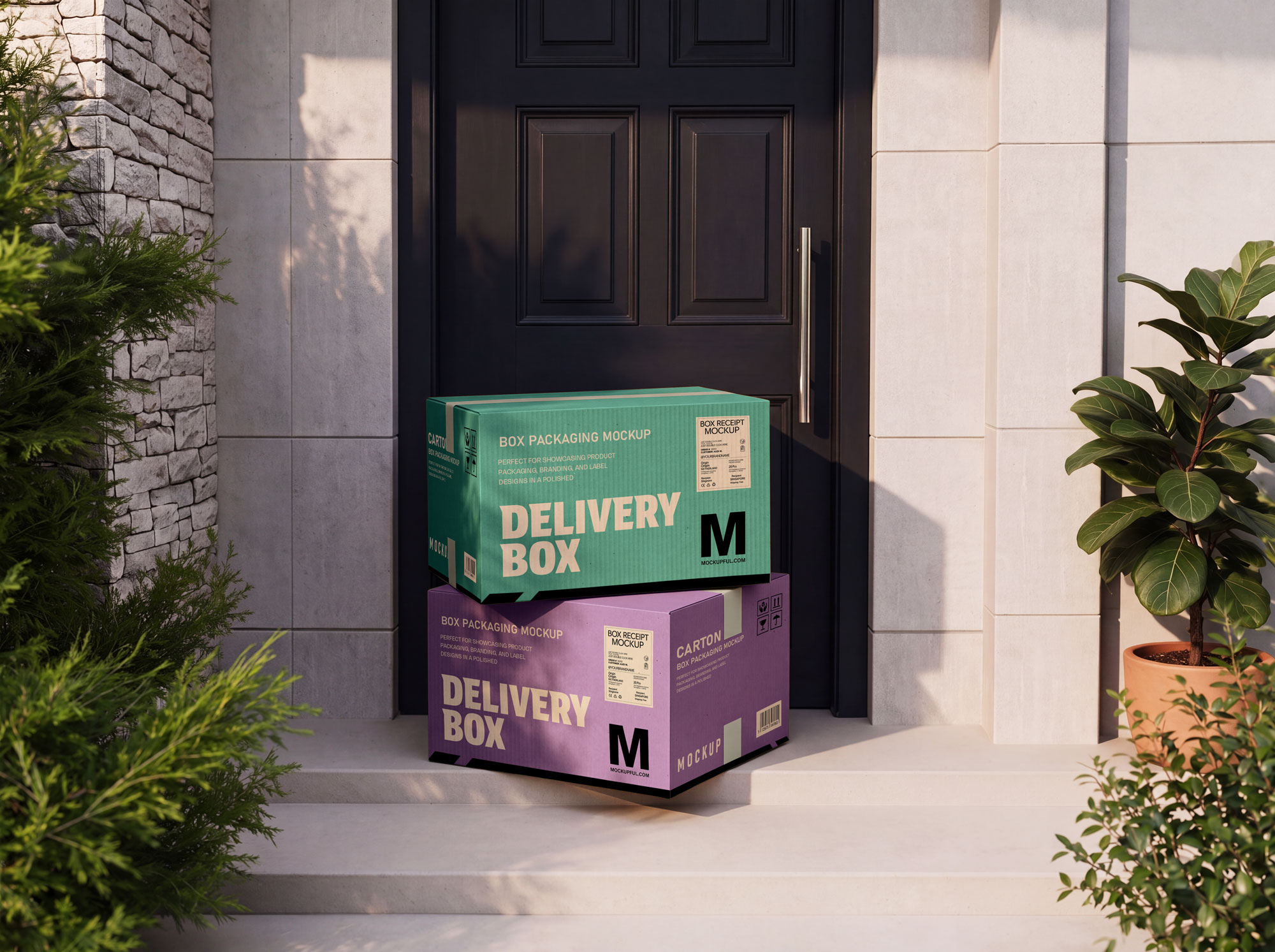 Free Delivery Box Mockup