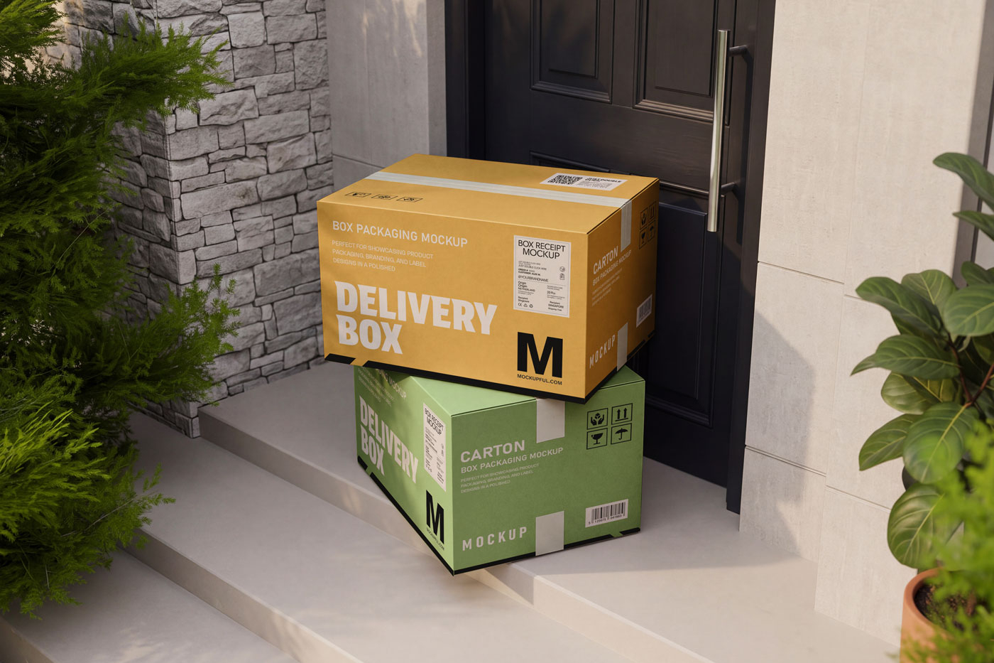 Free Delivery Box Mockup