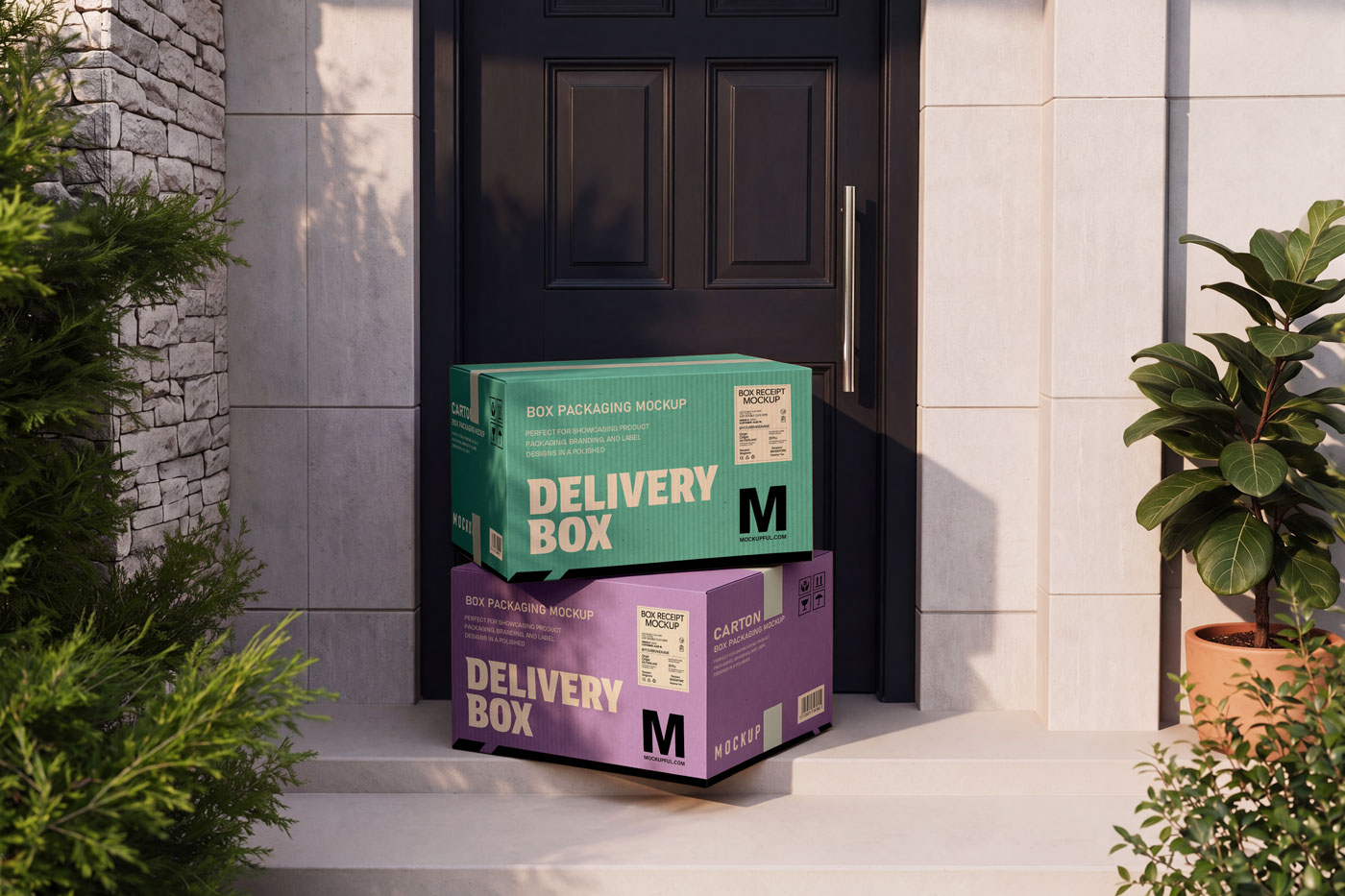 Free Delivery Box Mockup