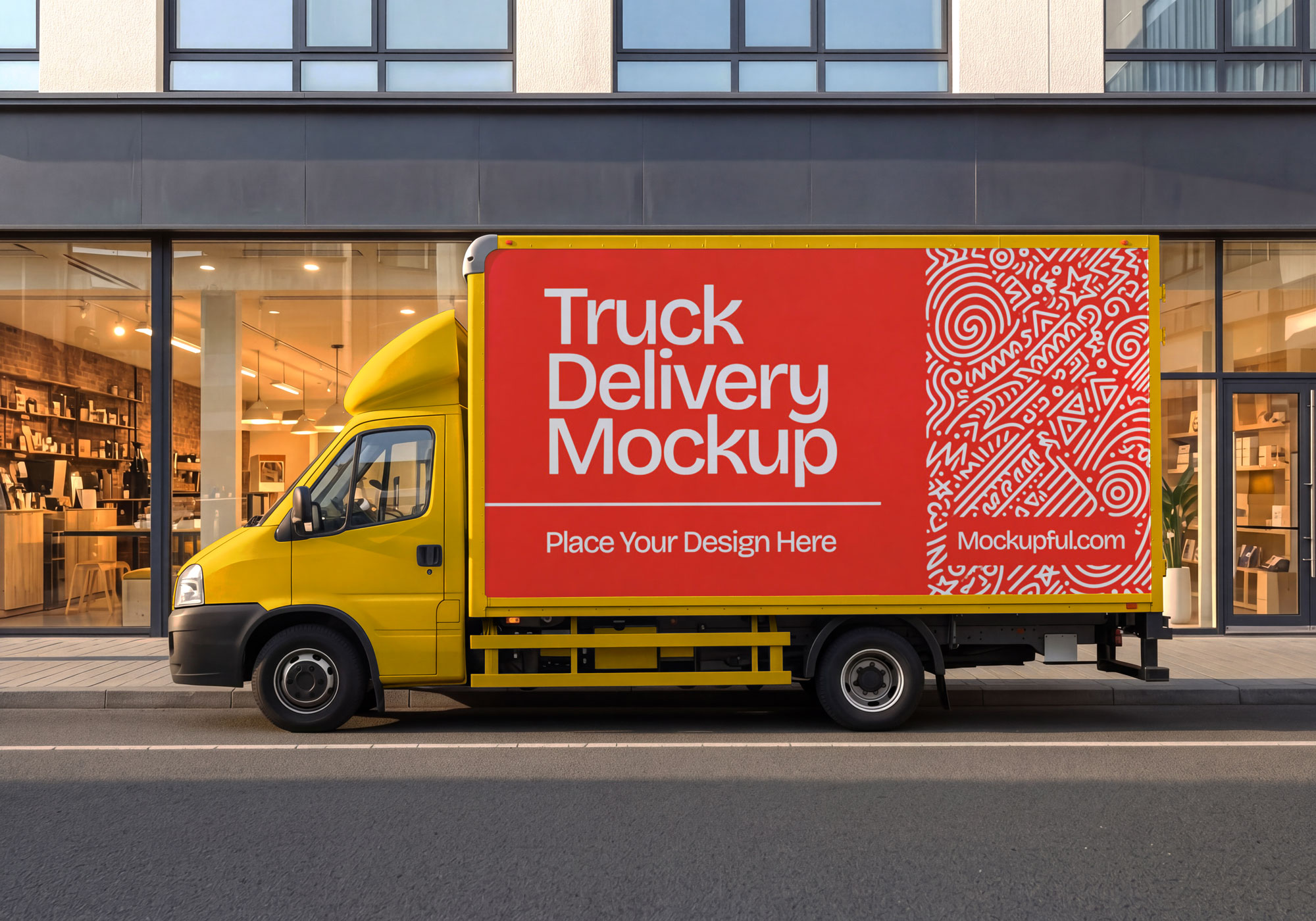 Free Delivery Truck Mockup