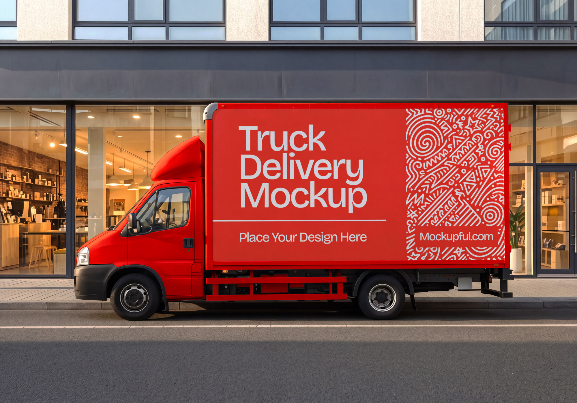 Free Delivery Truck Mockup