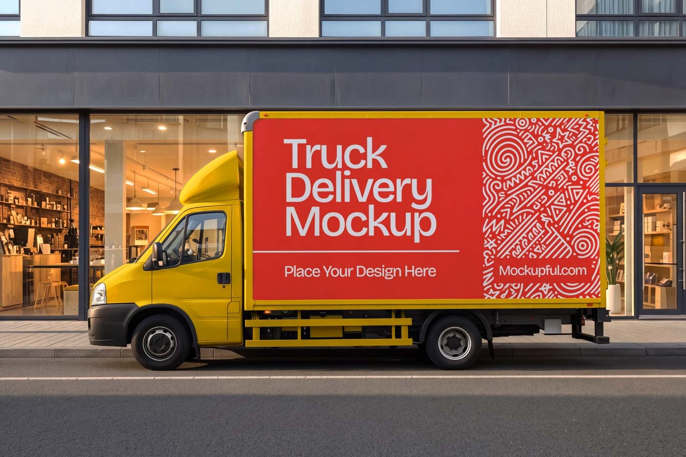 Free Delivery Truck Mockup