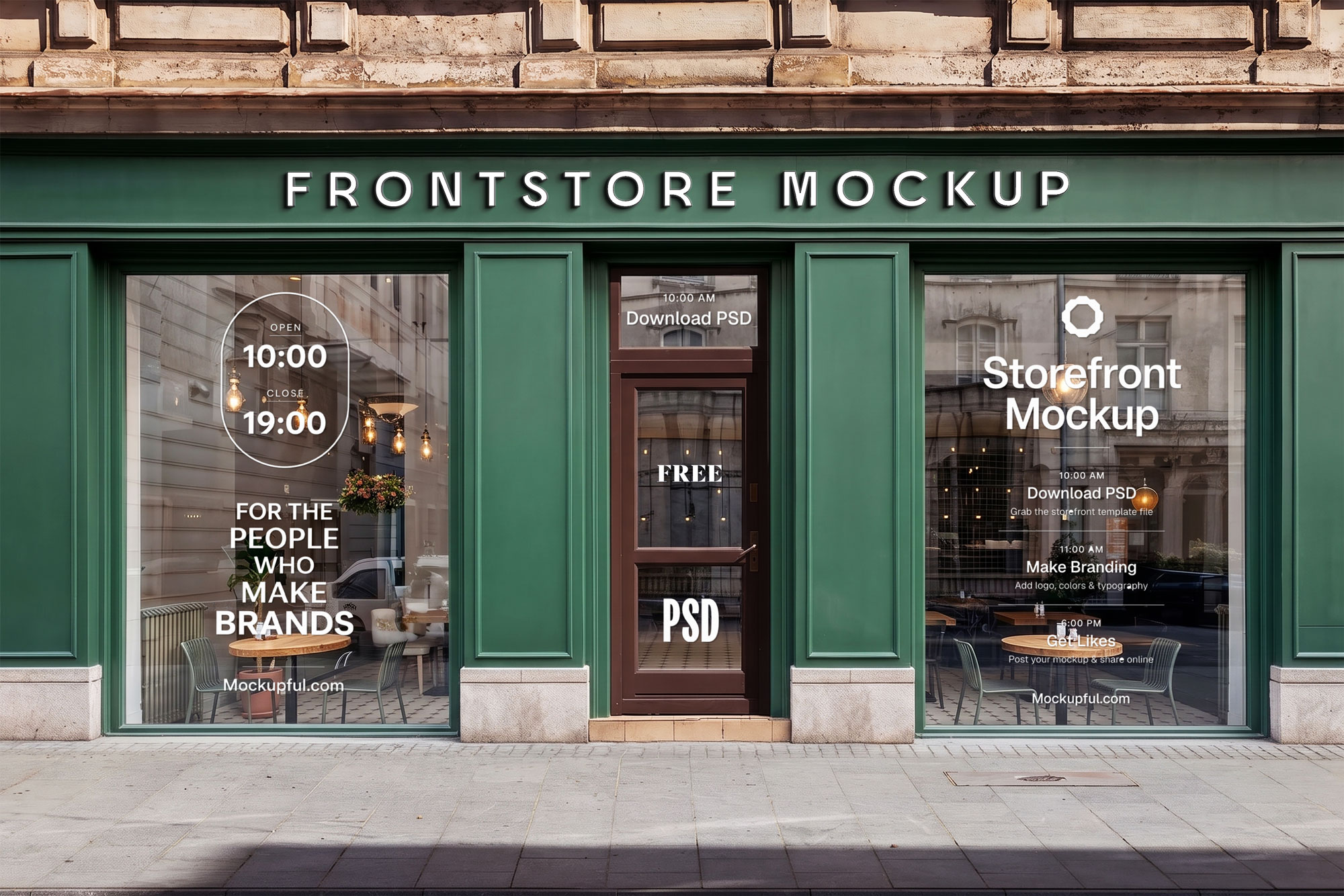 Free Shop Facade Storefront Mockup