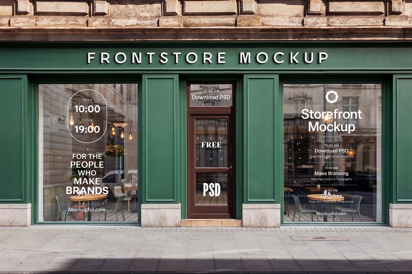 Free Shop Facade Storefront Mockup