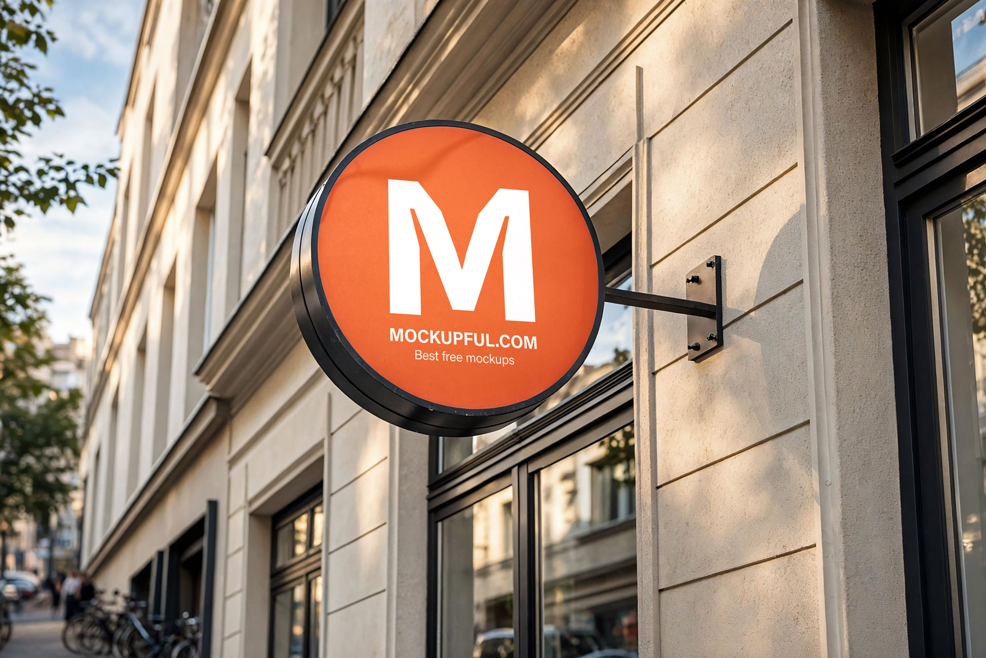 Free Street Round Sign Mockup
