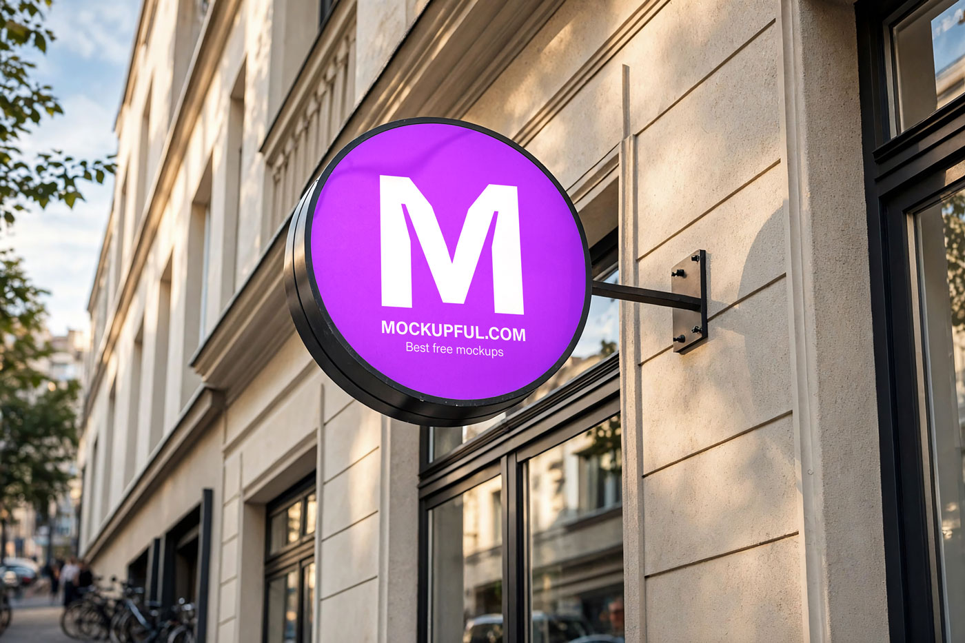 Free Street Round Sign Mockup