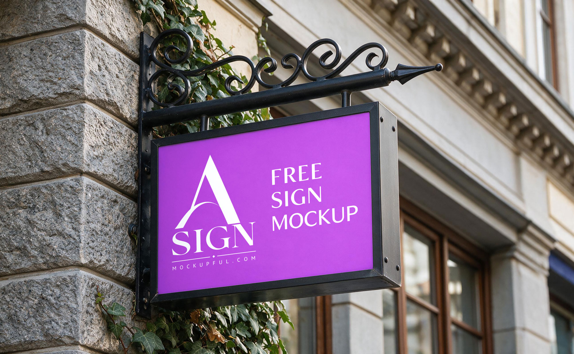 Free Shop Wall Sign Mockup