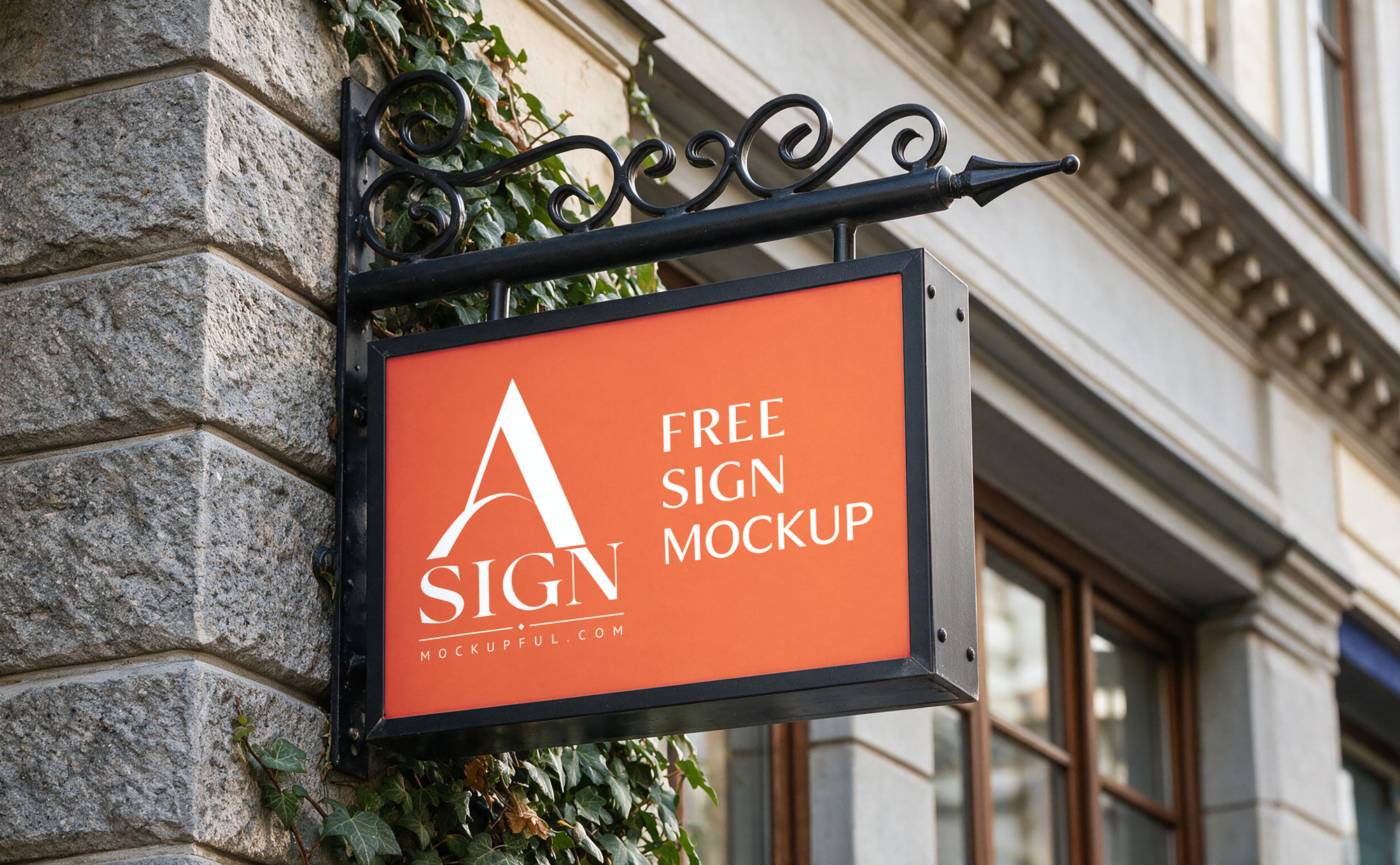 Free Shop Wall Sign Mockup
