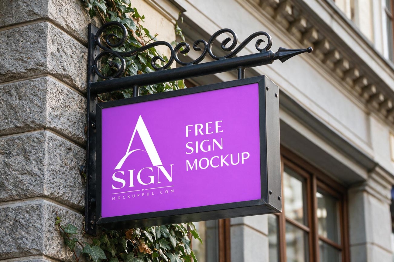 Free Shop Wall Sign Mockup