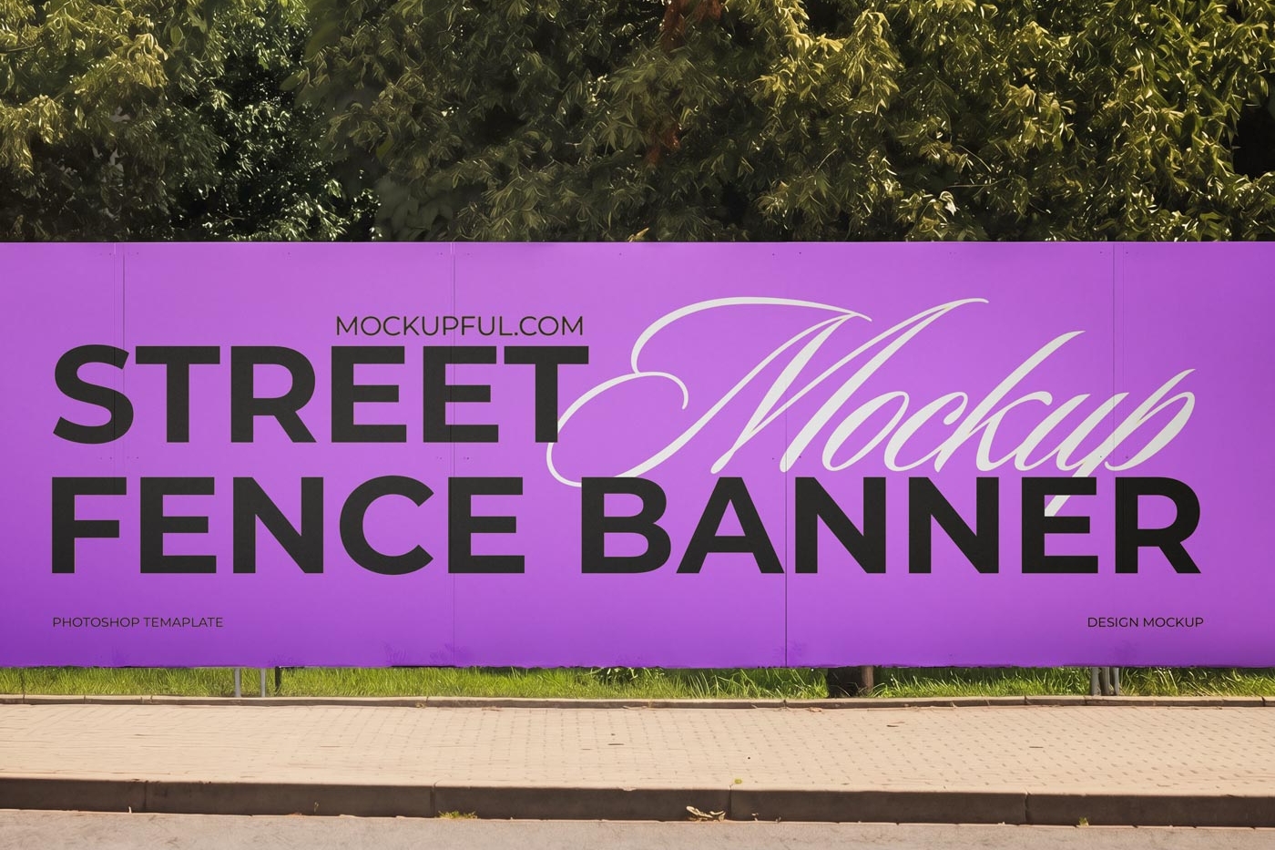 Free Street Fence Banner Mockup