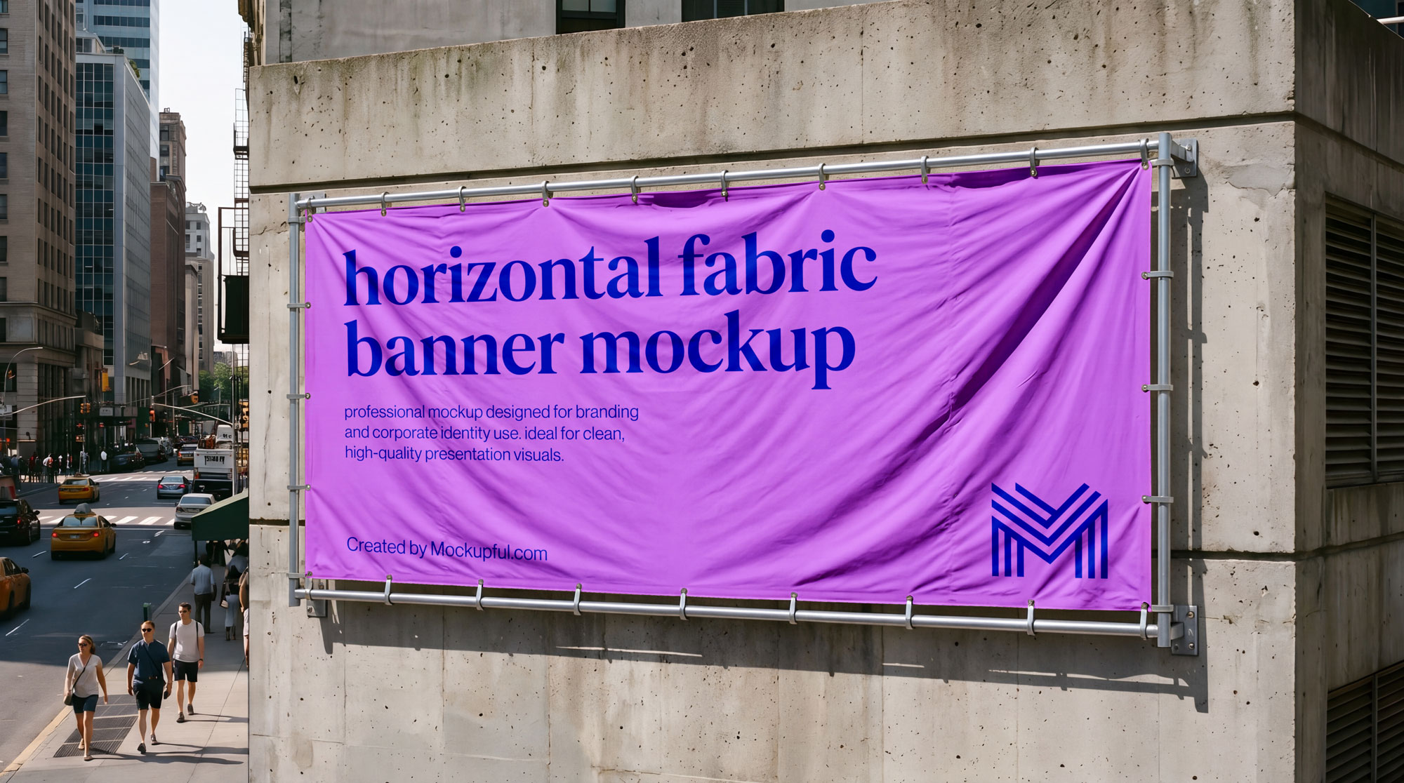 Free Horizontal Fabric Banner Mockup
