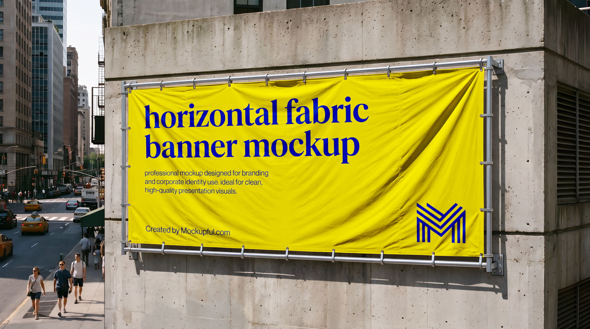 Free Horizontal Fabric Banner Mockup