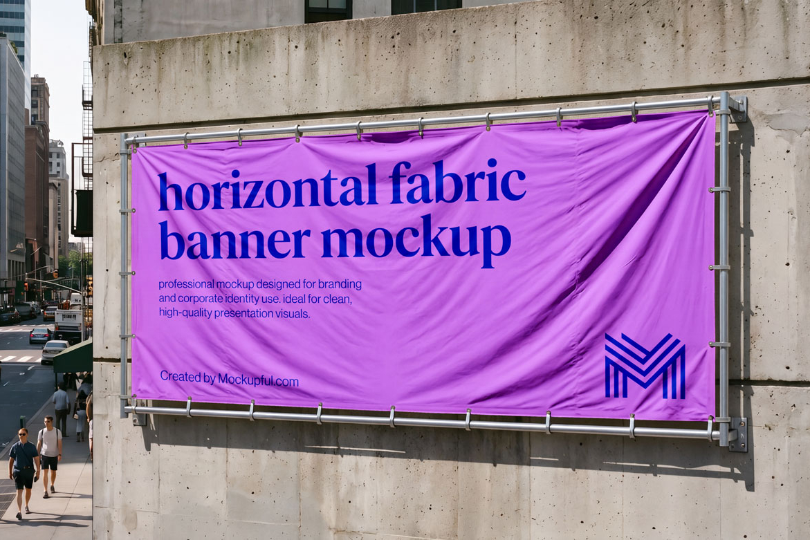 Free Horizontal Fabric Banner Mockup