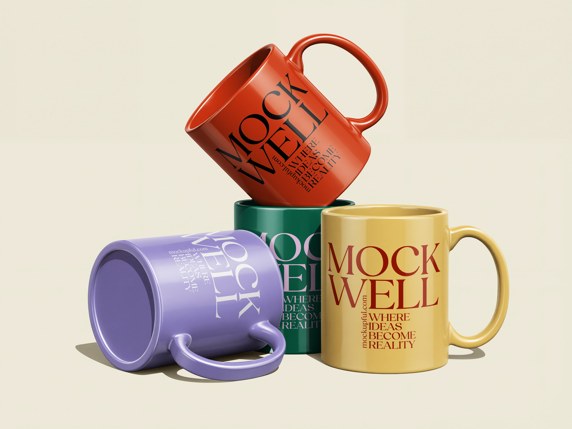 Free Glossy Ceramic Mug Mockup