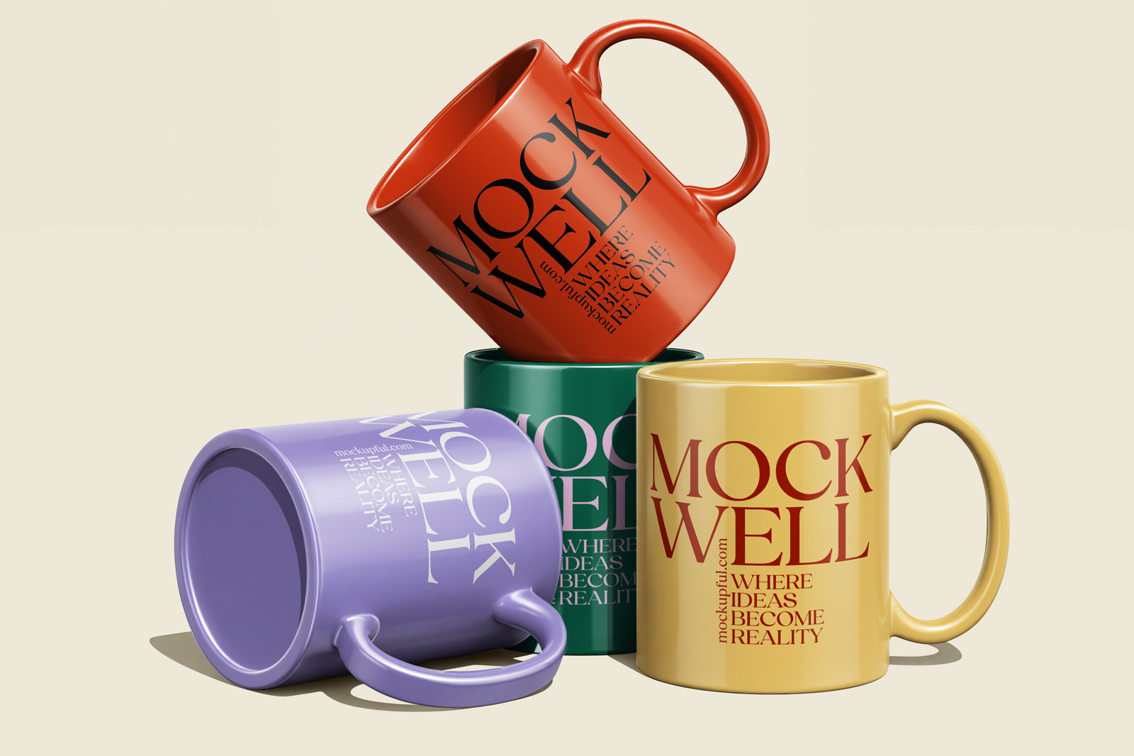 Free Glossy Ceramic Mug Mockup