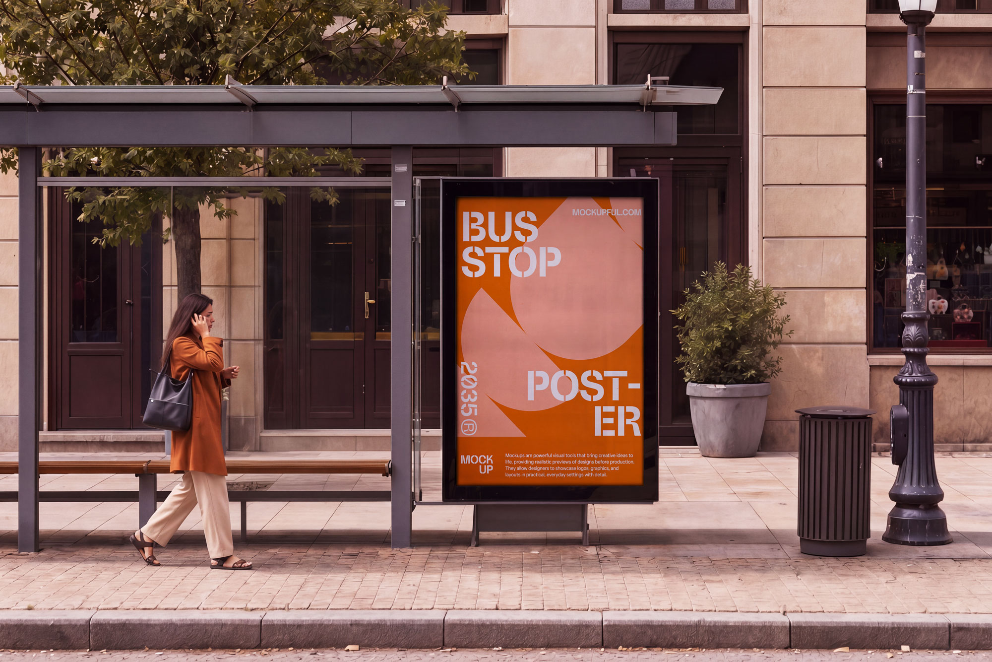 Free Outdoor Bus Stop Poster Mockup