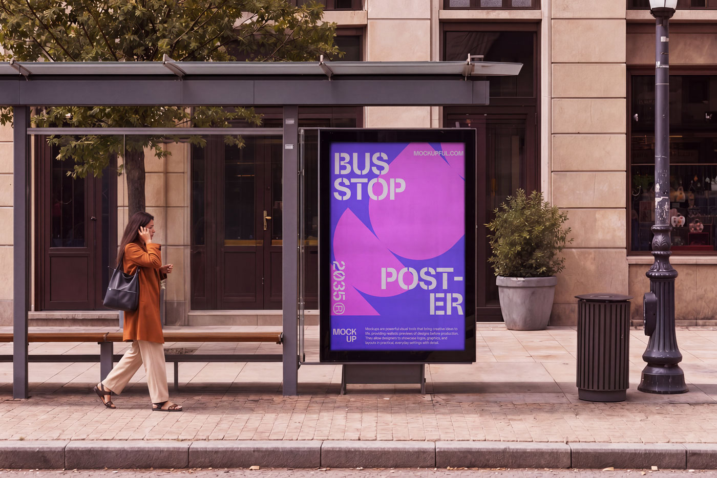 Free Outdoor Bus Stop Poster Mockup